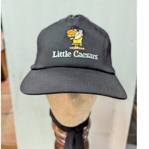 VINTAGE TC Little Caesars Black Snap Back Adjustable TRUCKER full fabric Hat Cap